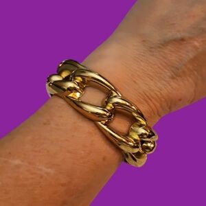 Goldtone Chunky Chain Style Clamper Bracelet